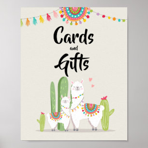 Poster Cartes et cadeaux Fiesta Llama Panneau Baby shower