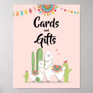 Poster Cartes et cadeaux Fiesta Llama Panneau Baby shower