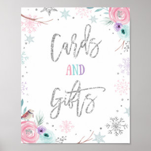 Poster Cartes et cadeaux Fille des Anniversaires d'hiver