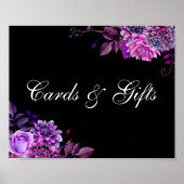 Poster Cartes et cadeaux. Fleur violette. Panneau mariage (Devant)