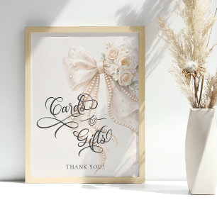 Poster Cartes et Cadeaux Fleuris à Ruban Élégant