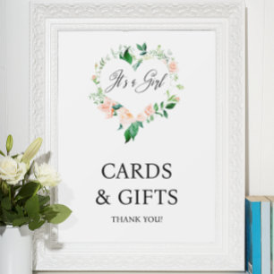 Poster Cartes et Cadeaux Fleuris de Pêche Baby Shower