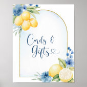 Poster Cartes et cadeaux Floral Citron bleu (Devant)