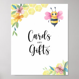 Poster Cartes et cadeaux floraux abeille aquarelle baby s