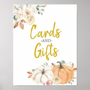 Poster Cartes et cadeaux floraux blancs pour Citrouille