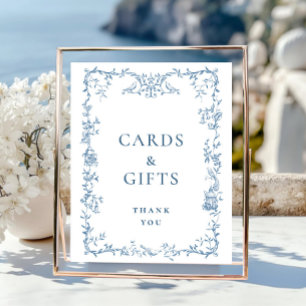 Poster Cartes et cadeaux Floraux Bleus et Ornat Victorien