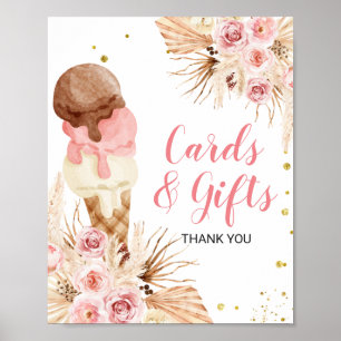 Poster Cartes et cadeaux floraux de glace Bohème herbe de
