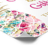 Poster Cartes et cadeaux floraux roses d'ananas tropicaux (Coin)