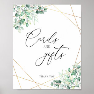 Poster Cartes et cadeaux géométriques Eucalyptus vertes