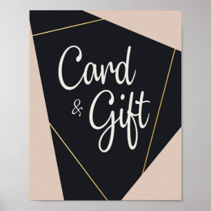 Poster Cartes et cadeaux géométriques rose noir et or