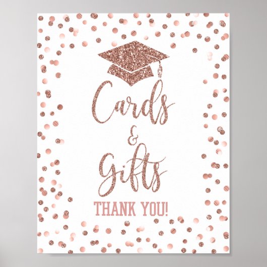 Poster Cartes et cadeaux Graduation Party Signer Rose Gol (Devant)