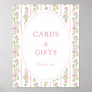 Poster Cartes et cadeaux grandmillennial à fleurs roses
