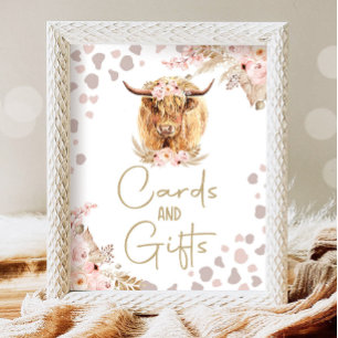 Poster Cartes et cadeaux Highlander Cow Boho Farm Anniver
