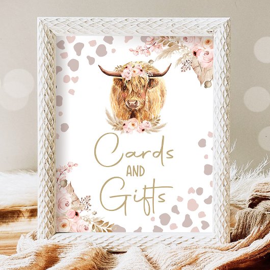 Poster Cartes et cadeaux Highlander Cow Boho Farm Anniver