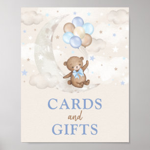 Poster Cartes et cadeaux Lune Ours En Teddy Bleu Bleu Bro