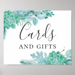 Poster Cartes et cadeaux. Mariage aux succulentes de ment