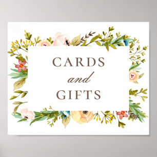 Poster Cartes et cadeaux. Mariage de jardin floral verdur