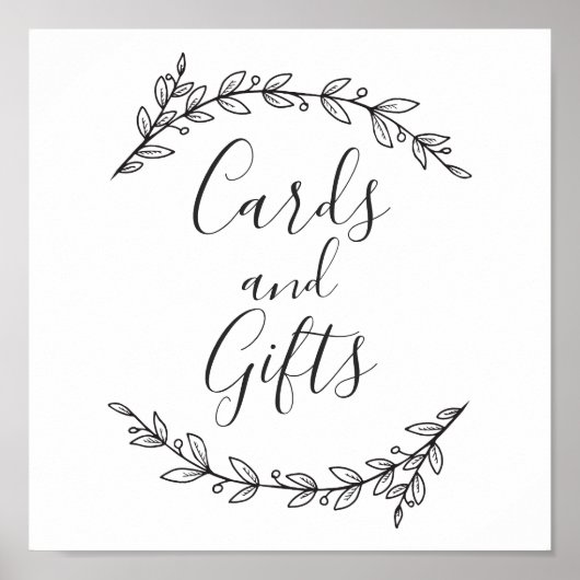 Poster Cartes et cadeaux. Mariage noir et blanc (Devant)