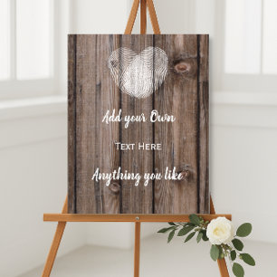 Poster cartes et cadeaux mariage panneau bois rustique