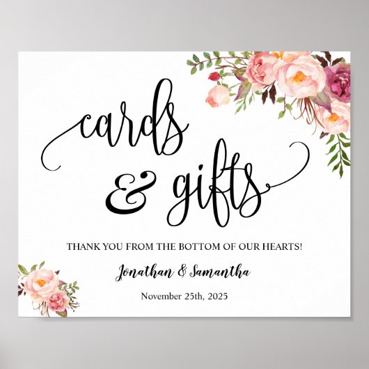 Poster Cartes et cadeaux mariage réception boho signe ros (Devant)