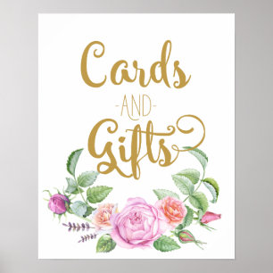 Poster cartes et cadeaux mariage rose rose fleurie signe