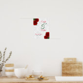 Poster Cartes et cadeaux - Mariage Rose rouge profond (Cuisine)