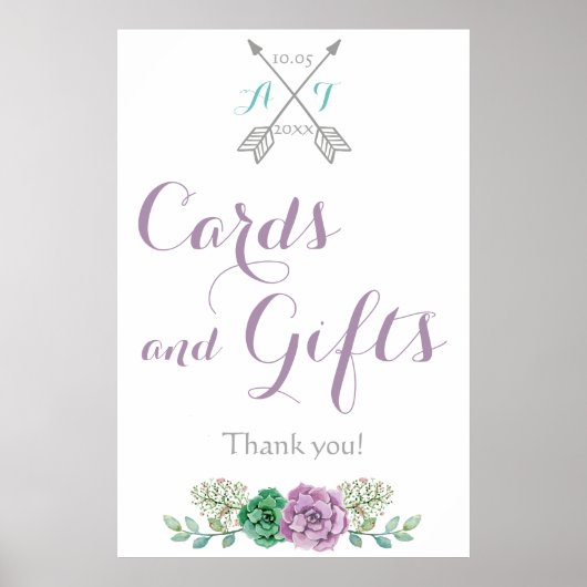 Poster Cartes et cadeaux mariage signalétique fleur botha (Devant)