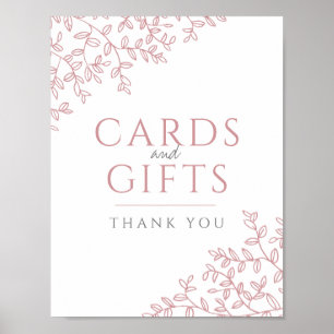Poster Cartes et cadeaux mariages en feuille rose vierge