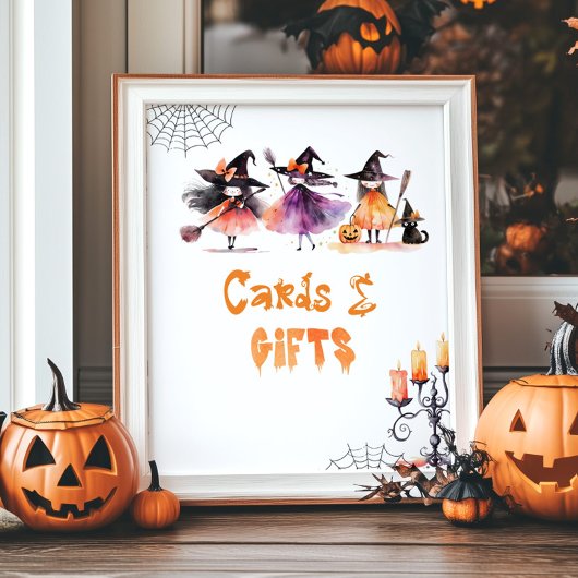 Poster Cartes et cadeaux Mignonnes sorcières d'Halloween 