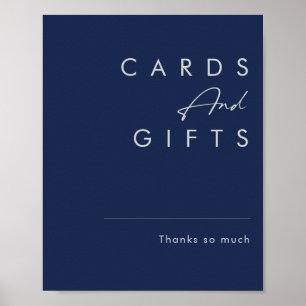 Poster Cartes et cadeaux minimalistes en argent bleu mari