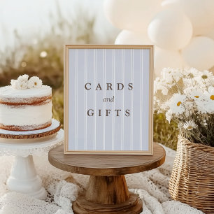 Poster Cartes et cadeaux Modern Vintage Blue Pinstripe