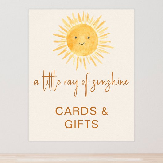 Poster Cartes Et Cadeaux Panneau Baby shower À Thème Sole