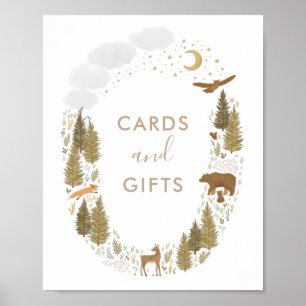 Poster Cartes et cadeaux Panneau Baby shower Woodland