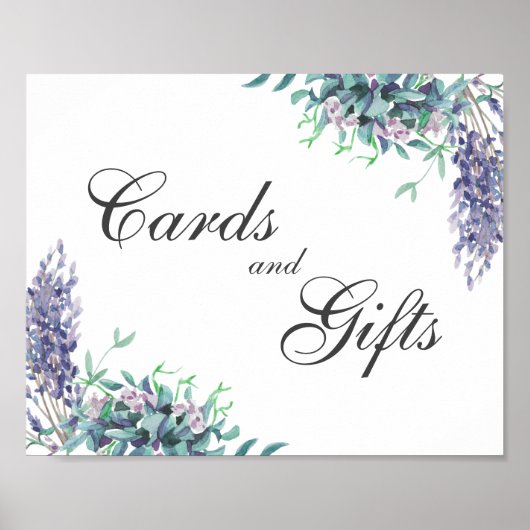 Poster Cartes et cadeaux. Panneau floral. Mariage pourpre (Devant)