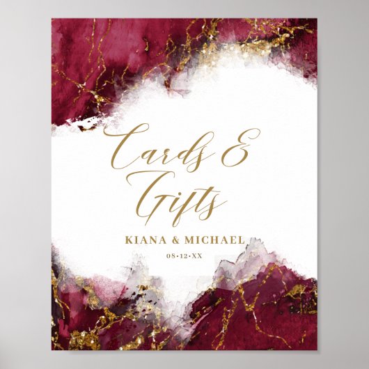 Poster Cartes et cadeaux Parties scintillant en marbre Bu (Devant)