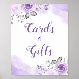 Poster Cartes et cadeaux Pastel Purple Floral Mariage Sig