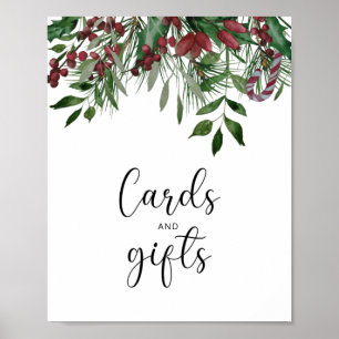 Poster Cartes et cadeaux pour arbres d'hiver baby shower