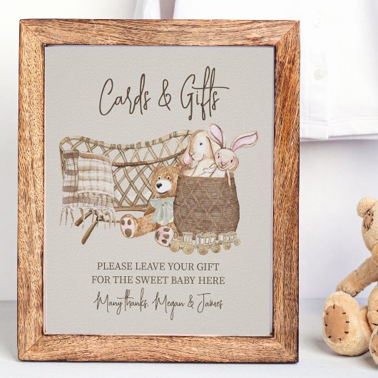 Poster Cartes et cadeaux pour Baby Shower Boho et thème d
