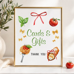 Poster Cartes et Cadeaux pour Baby Shower Rouge Vert Sain