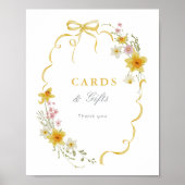 Poster Cartes et cadeaux pour cadres en bois jaune fleur  (Devant)