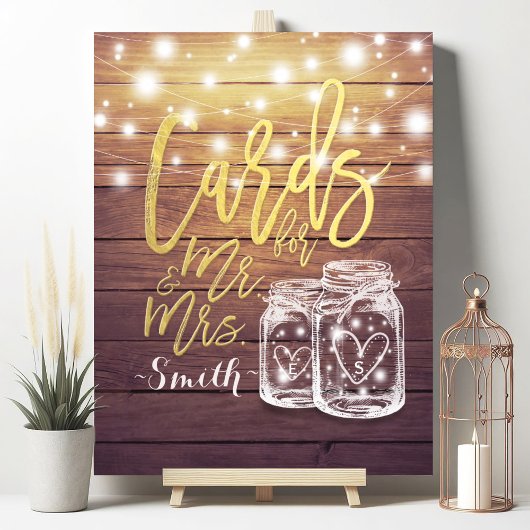 Poster Cartes et cadeaux pour M. Mme Mason Jars Mariage e