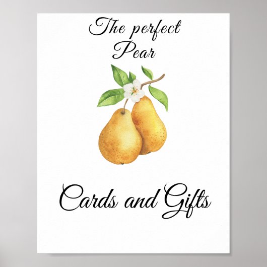Poster Cartes et cadeaux pour mariée poire (Devant)