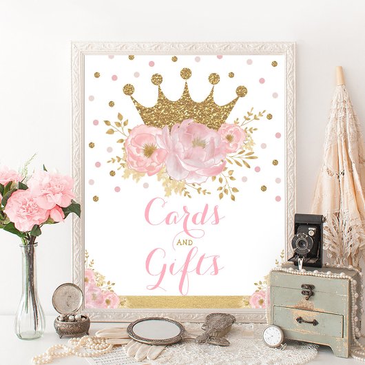 Poster Cartes et cadeaux Princesse Bébé Fille Anniversair