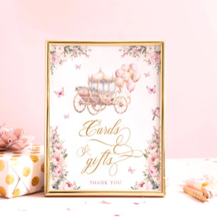 Poster Cartes et Cadeaux Princesse Carrosse Fête d'annive