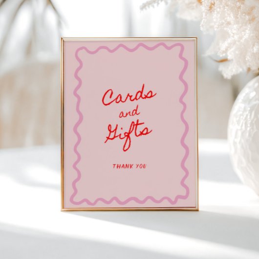 Poster Cartes et cadeaux Red Pink Squiggle