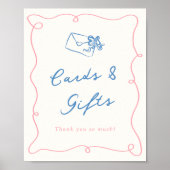 Poster Cartes et cadeaux rose et bleu dessinés à la main (Devant)