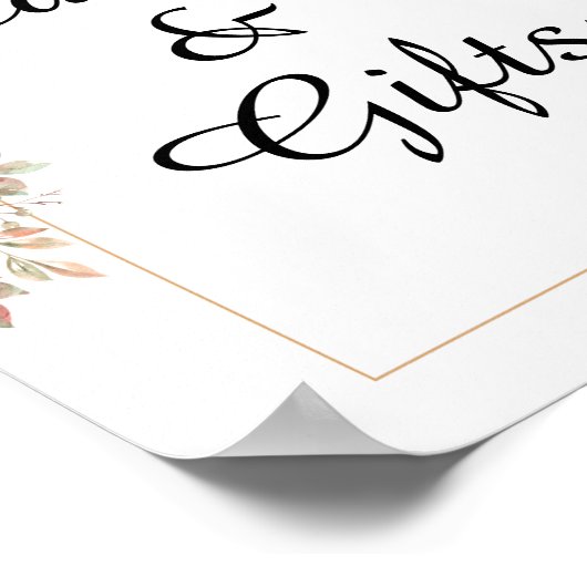 Poster Cartes et cadeaux rose moderne or mariage floral  (Coin)