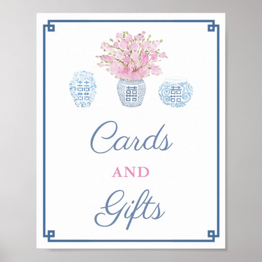 Poster Cartes et Cadeaux Rose Navy Prépa Fête de Mariage  (Devant)