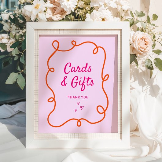 Poster Cartes et cadeaux rose orange