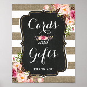 Poster Cartes et cadeaux Rustique Burlap Floral Mariage S